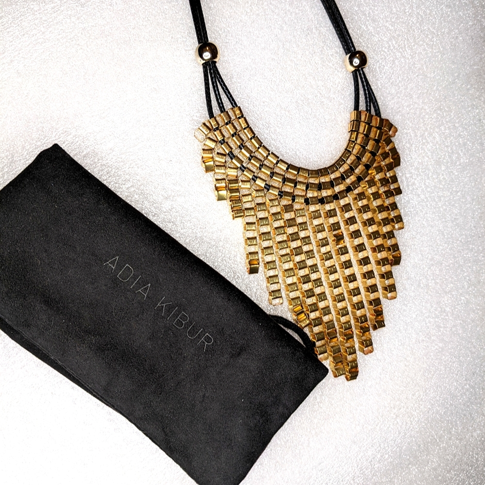 Deleting Soon 10/22! Adia Kibur Gold Link Bib Necklace with Tags Attached - Picture 2 of 8